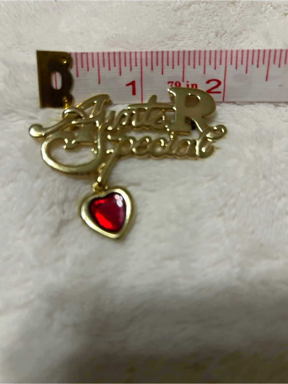 Gold-Tone 'Aintcha Special' Script Brooch with Red Heart Charm